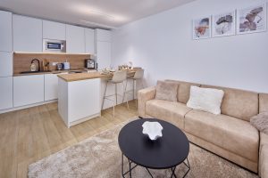 Apartmán KORZO Nové Zámky – obývacia časť apartmánu